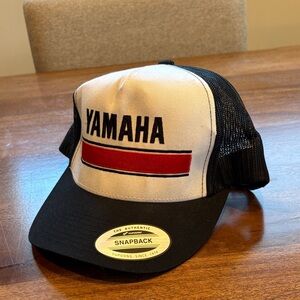 Yamaha Black and White Cap with Red Stripe